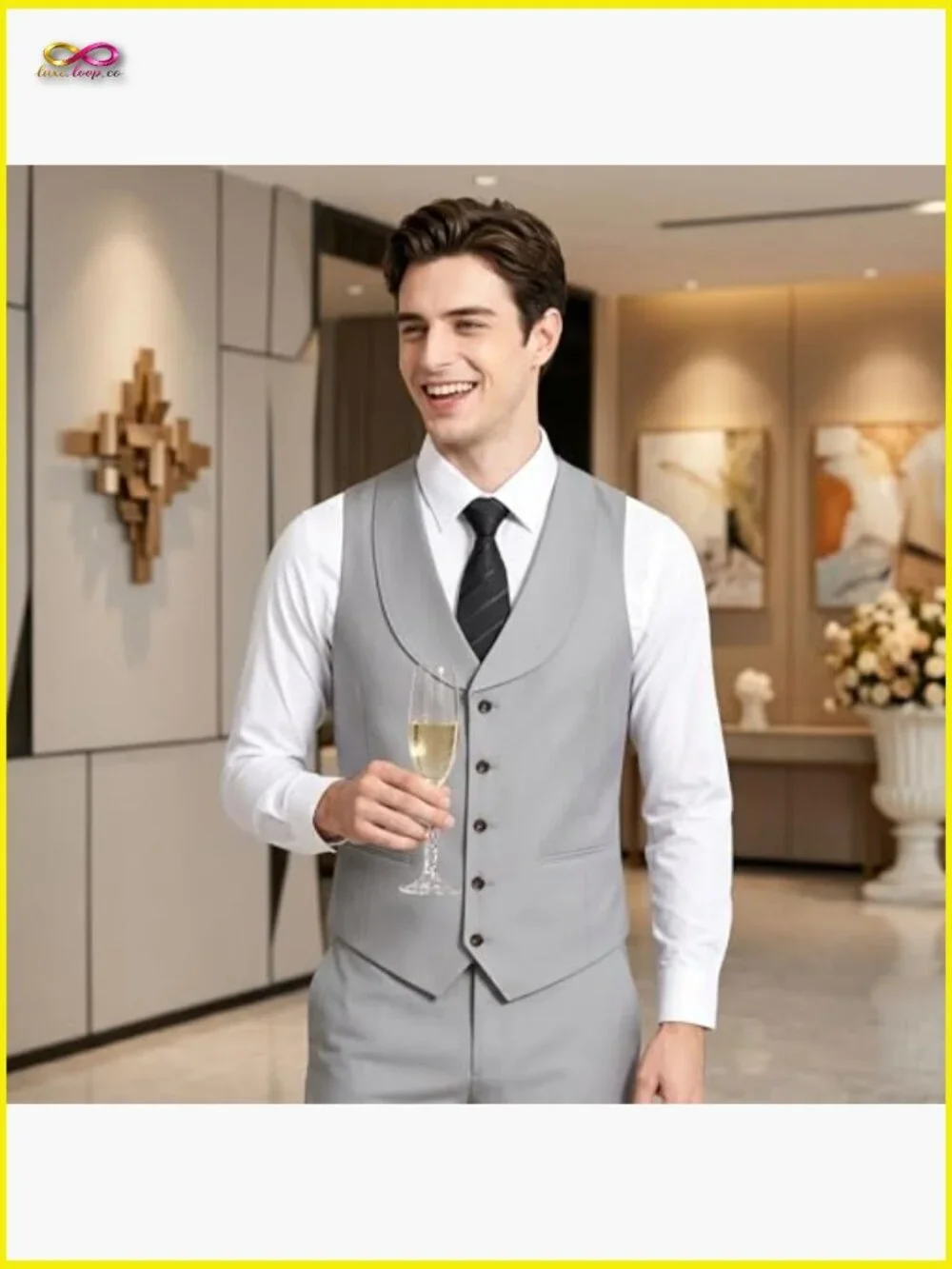Slim Fit Vest Pants Suit Set Classic Formal Menswear for Wedding Business